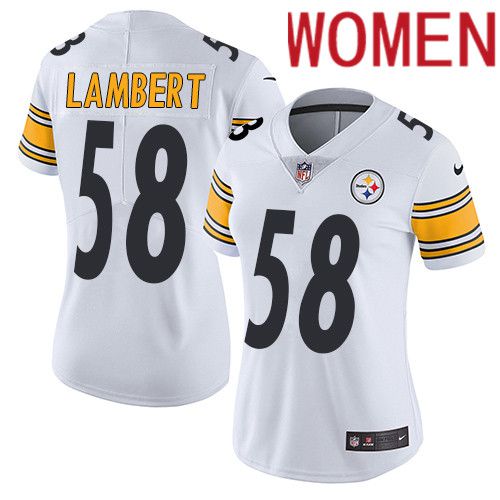 Women Pittsburgh Steelers #58 Jack Lambert Nike White Vapor Limited NFL Jersey->women nfl jersey->Women Jersey